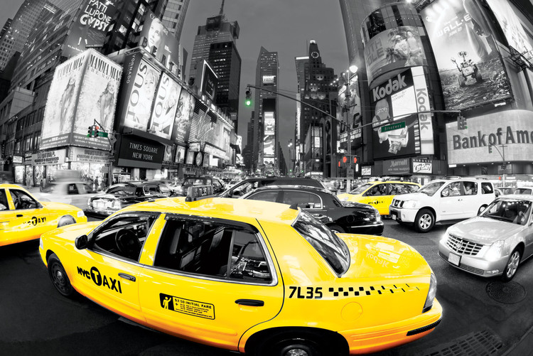 Plakát Rush hour Times square - Yellow cabs