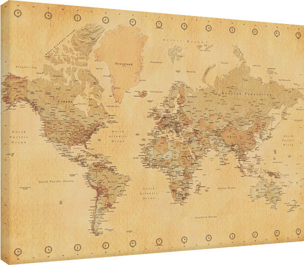 Obraz na plátně Mapa světa - Vintage Style