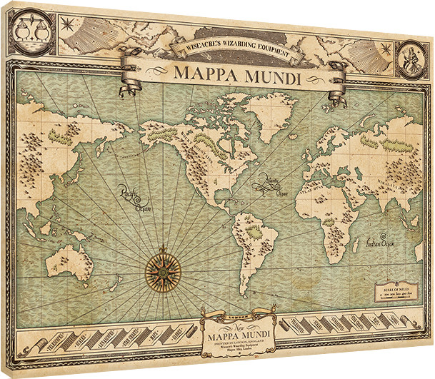 Levně Obraz na plátně Fantastická zvířata a kde je najít - Mappa Mundi, 2 - 80×60 cm
