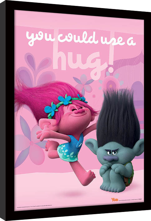 Poster incorniciato Trolls - Hug