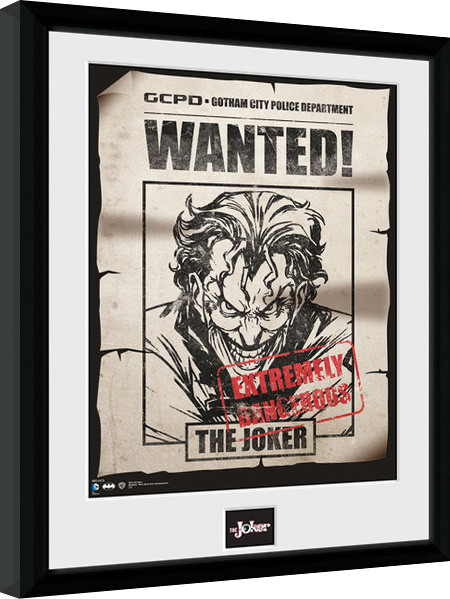 Gerahmte Poster Batman Comic - Joker Wanted