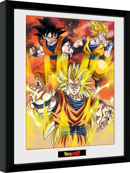 Gerahmte Poster Dragon Ball Z - 3 Gokus
