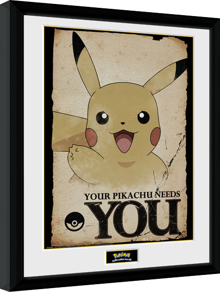 Oprawiony plakat Pokemon - Pikachu Needs You