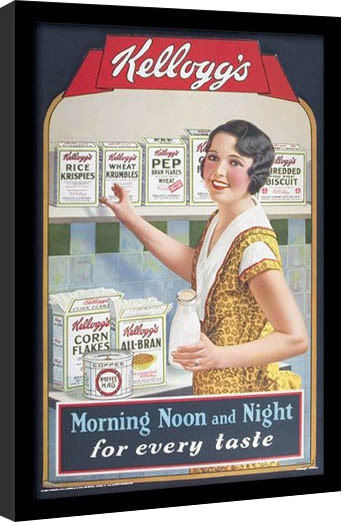 Poster incorniciato VINTAGE KELLOGGS - morning,noon & night