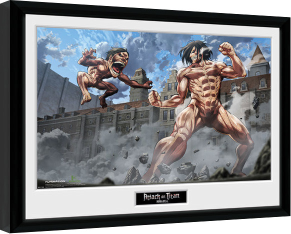 Ingelijste poster Attack On Titan - Titan Fight