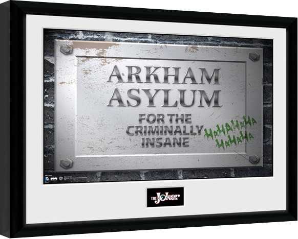 Ingelijste poster Batman Comic - Arkham Asylum Sign