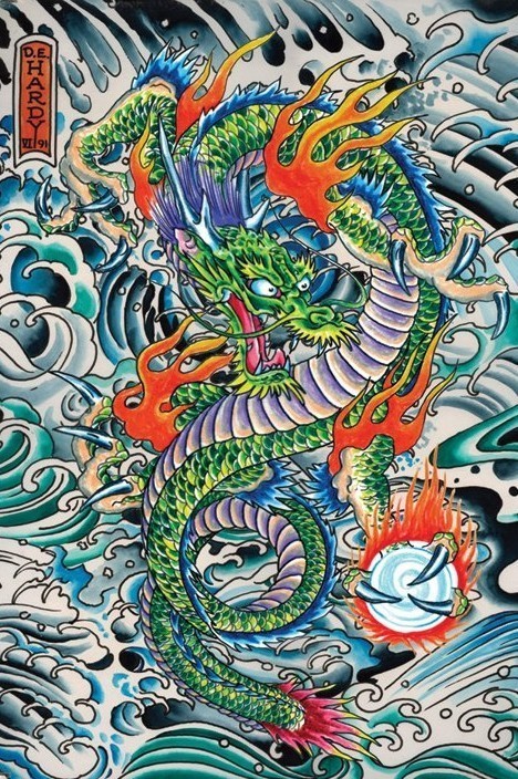 ed hardy dragon outline