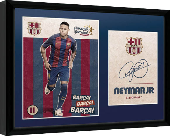 Poster incorniciato Barcelona - Neymar Vintage 16/17