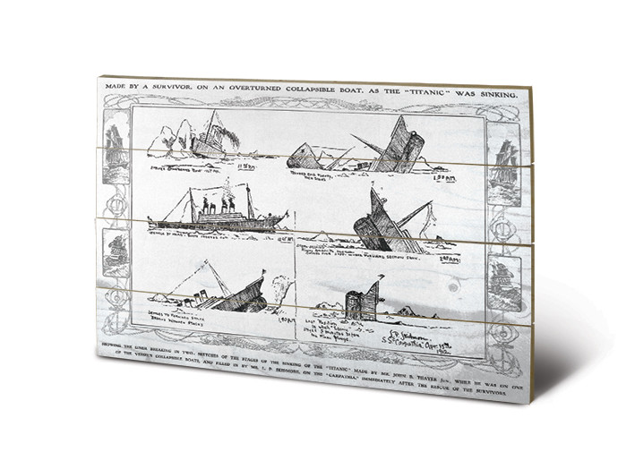 Levně Dřevěný obraz Titanic - Sinking, 59 × 40 cm