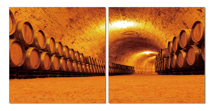 Whiskey barrels in the cellar Schilderij