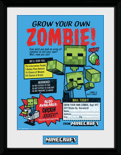 Poster incorniciato Minecratf - Grow Your Own Zombie