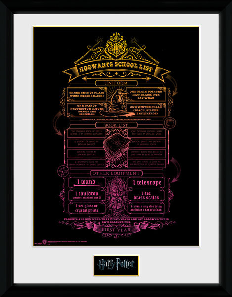 Ingelijste poster Harry Potter - Hogwarts List