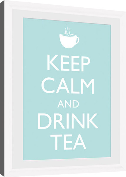 Framed Poster Keep Calm - Tea (White)