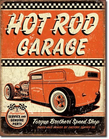 Metallschild Hot Rod Garage - Rat Rod