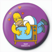 Button THE SIMPSONS - homer loves tv