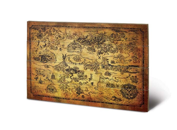 Poster su legno The Legend Of Zelda - Hyrule Map