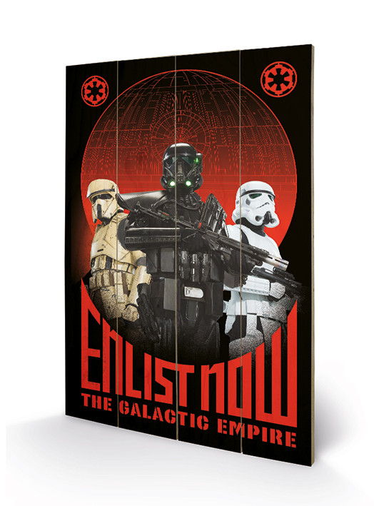 Poster su legno Star Wars Rogue One - Enlist Now
