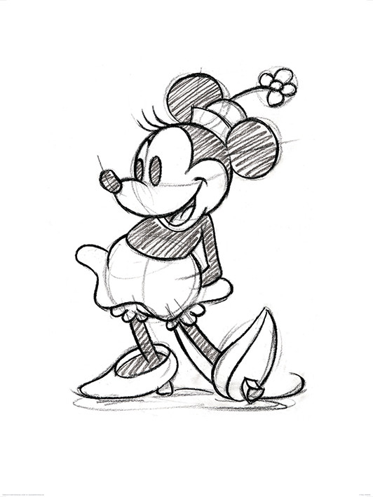 Kunstdruk Minnie Mouse - Sketched - Single