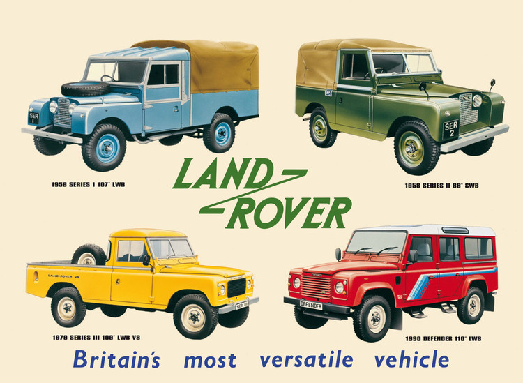 Metallschild LAND ROVER COLLAGE