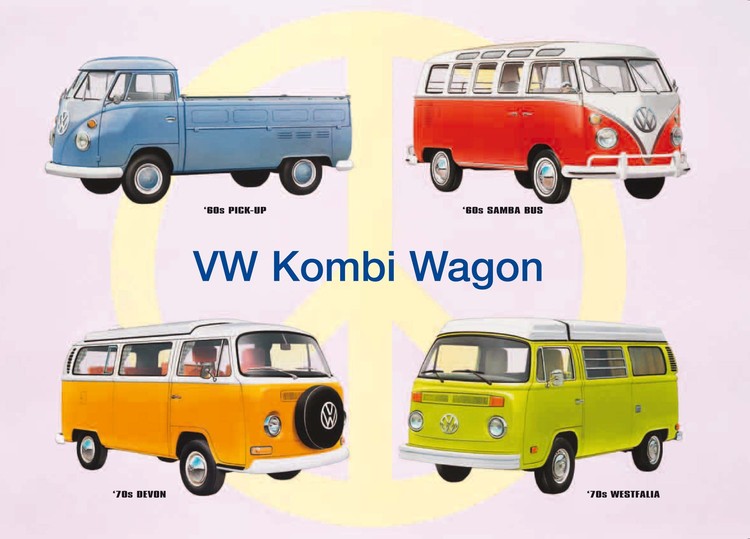 Metallschild VW KOMBI COLLAGE