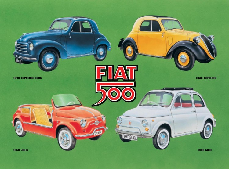 Metallschild FIAT 500 COLLAGE