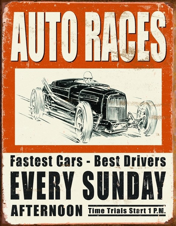 Metallschild VINTAGE AUTO RACER