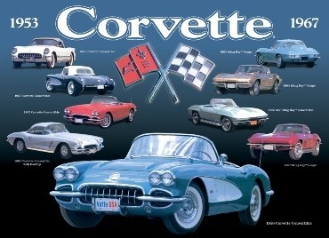 Fém tábla CORVETTE COLLAGE