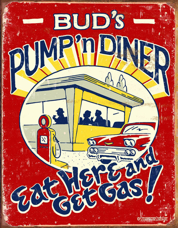 Metallschild PUMP AND DINER