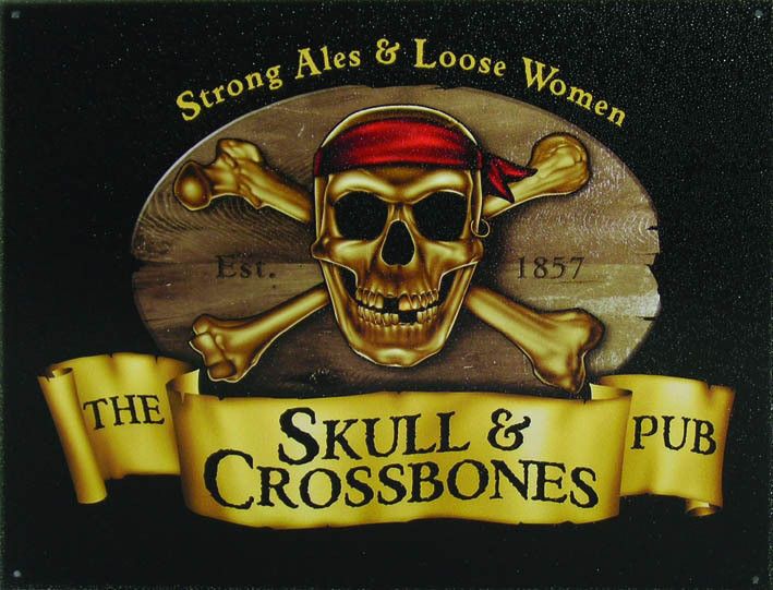 Fém tábla SKULL and CROSSBONES