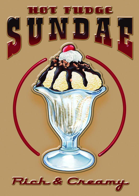 Metallschild HOT FUDGE SUNDAE