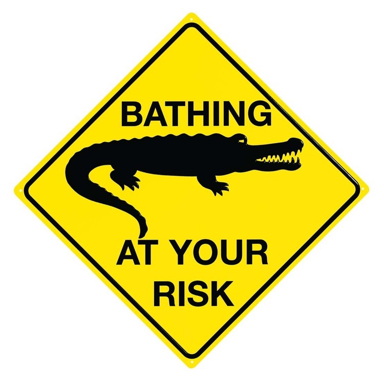 Metallschild CROC - Bathing at your risk