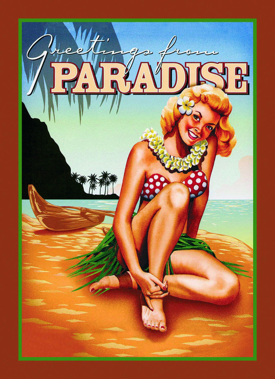 Metallschild GREETINGS FROM PARADISE