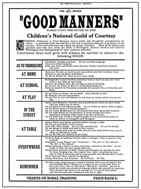 Metallschild GOOD MANNERS