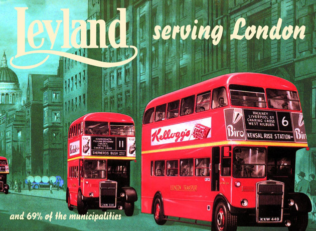 Metallschild Leyland bus