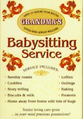 Plechová cedule GRANDMA'S - Babysitting service