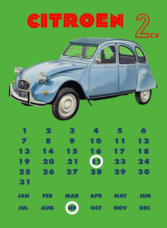 Metallschild CITROËN 2CV CALENDAR