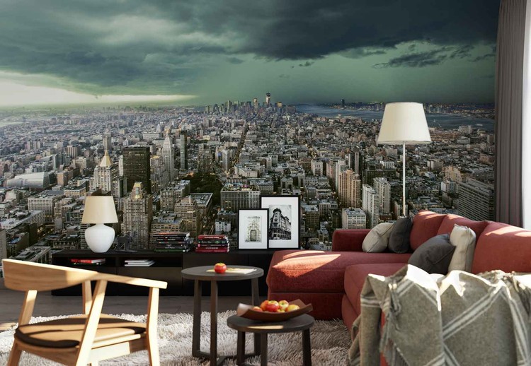Behang New York Under Storm