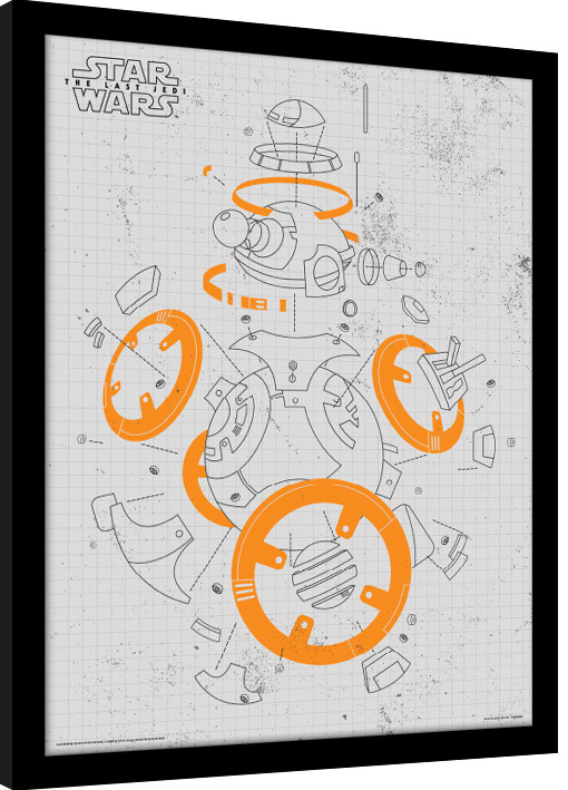 Ingelijste poster Star Wars: The Last Jedi - BB-8 Exploded View