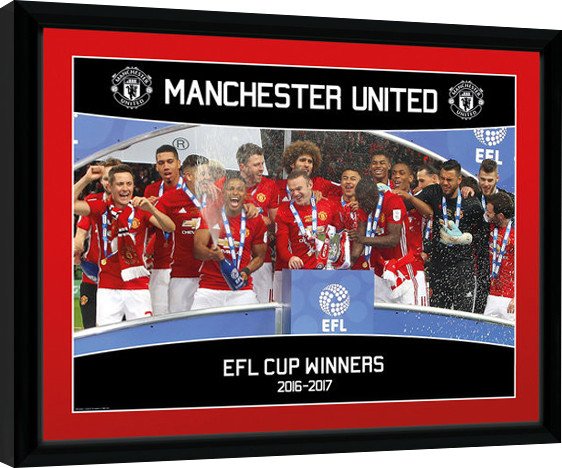 Rámovaný plakát Manchester United - EFL Cup Winners 16/17