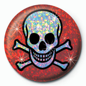 Anstecker SKULL AND CROSSBONES - red