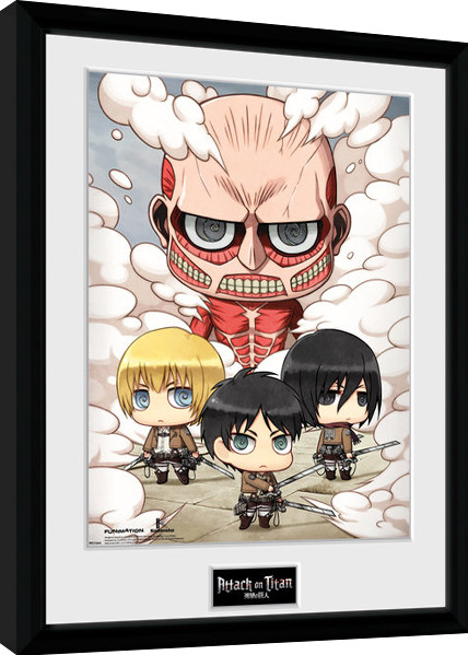 Oprawiony plakat Attack On Titan - Chibi Group