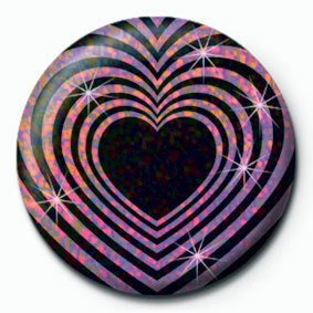 Button OP HEART - Black and pink