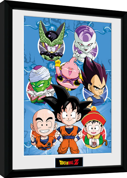 Ingelijste poster Dragon Ball Z - Chibi Heroes