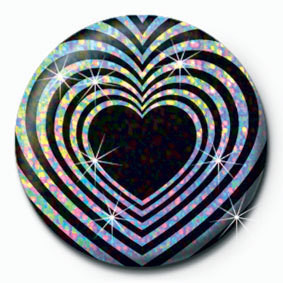 Button OP HEART - Black and silver