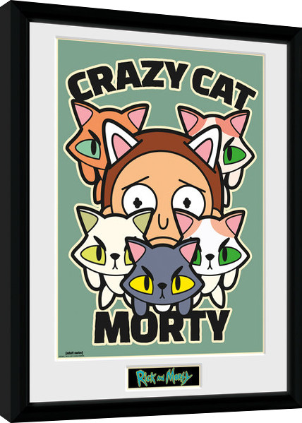 Poster incorniciato Rick and Morty - Crazy Cat Morty