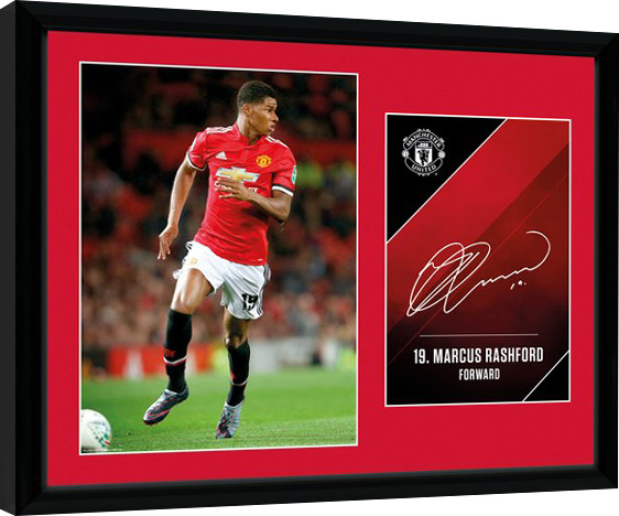 Rámovaný plakát Manchester United - Rashford 17/18