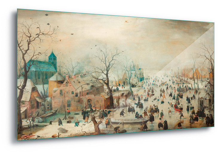 Skleněný Obraz Winter Landscape With Skaters, Hendrick Avercamp