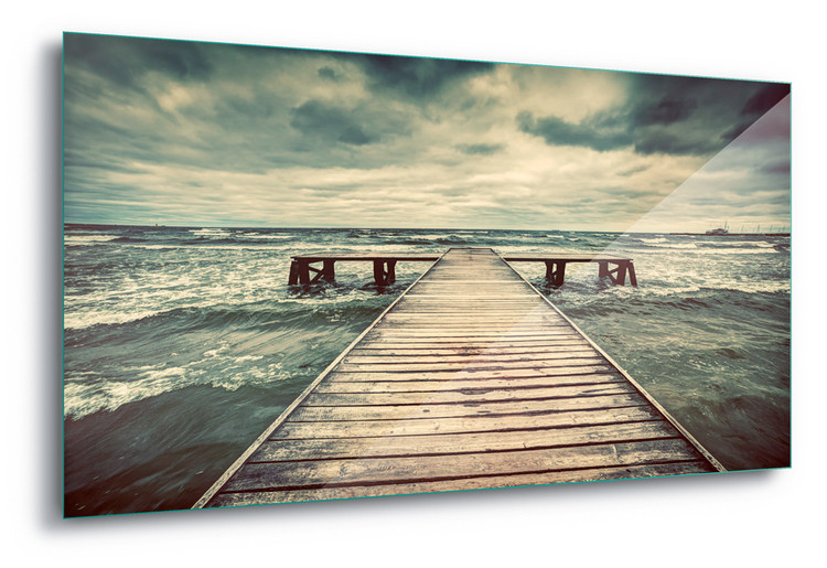 Skleněný Obraz Stormy Pier