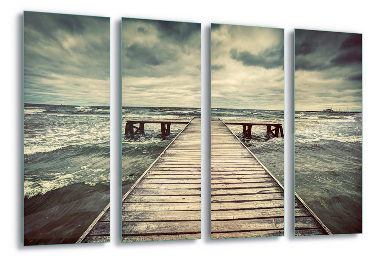 Skleněný Obraz Stormy Pier