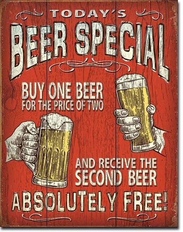 Metallschild Todays Beer Special